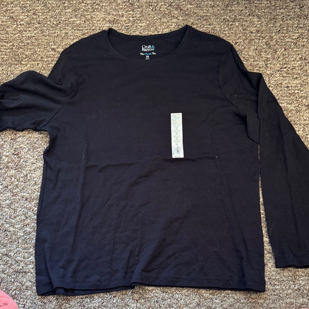 Croft & Barrow Women's Black Long Sleeve Tee